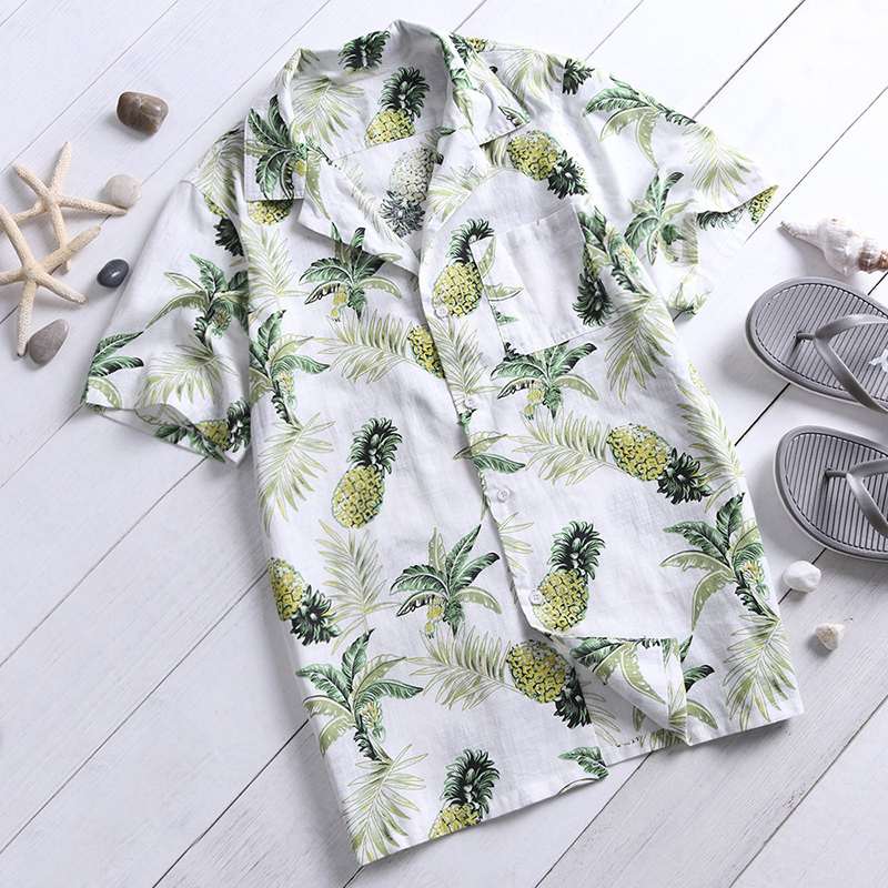 White Pineapple Pattern Hawaiian Shirt