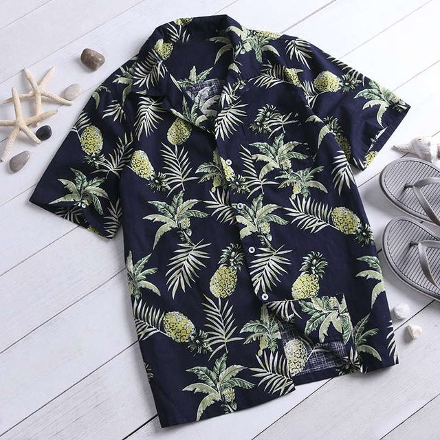 Black Pineapple Pattern Hawaiian Shirt